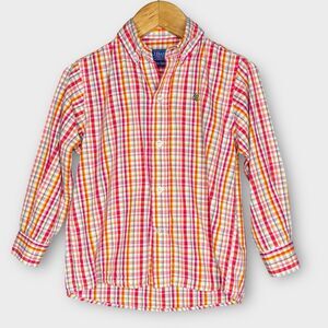J.Bailey Roscoe Shirt Boys Size 4T Pink Plaid Button Down Turtle Logo‎ Preppy Up